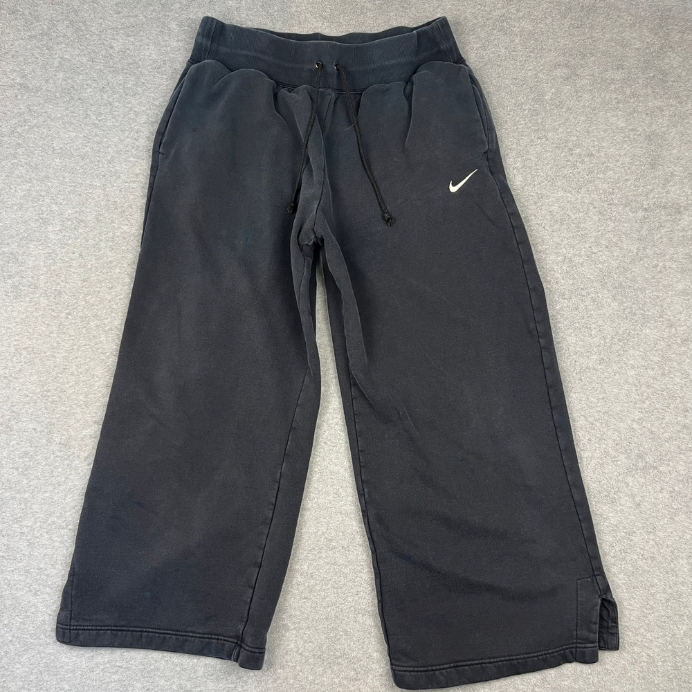 Nike Sweatpants Womens XL Black Wide Leg Phoenix Fleece Swoosh Drawstring